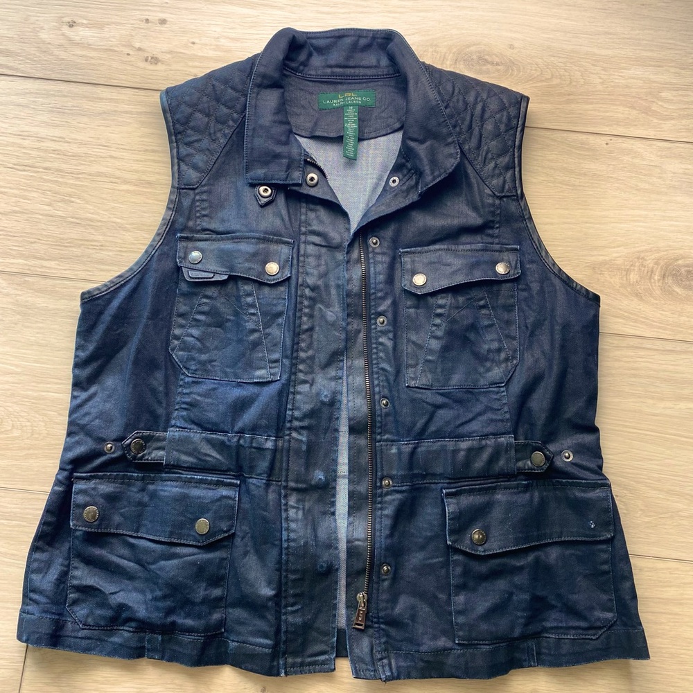 Ladies dark blue denim vest